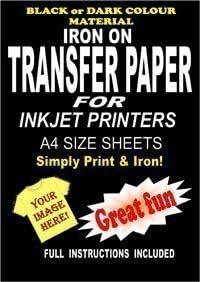 Inkjet Printable Iron On T Shirt &amp; Fabric Transfer Paper For Dark Fabrics 5 A4 Sheets – BigaMart
