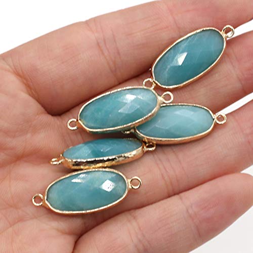 Labradorite Faceted Natural Stone Connectors - Brass Rectangle Charms - Gold Tone Plated Brass – Jewelry Supplies - 24.4x11.5x5.2mm– NS1630C - Canada