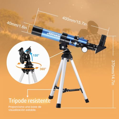 Aomekie Kids Telescope with Table Tripod, 32X Moon Observation Telescope for Kids, Great for Beginners and Foster Astronomical Interest