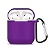 ZALU Compatible for AirPods Case with Keychain, Shockproof Protective Premium Silicone Cover Skin for AirPods Charging Case 2 & 1 (AirPods 1, Purple)