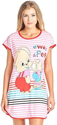Casual Nights Women's Printed Dorm Scoop Neck Sleep T-Shirt - owoo &amp; Purg Red - Medium