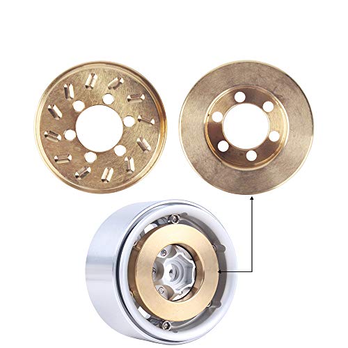 INJORA RC Internal Brass Counterweight 2pcs 63g Brake Disc Weights for 1.9inch 2.2inch Wheel Rims Axial SCX10 90046 D90 TF2 TRX4