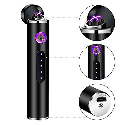 Dibikou Plasma Lighter Flameless USB Rechargeable Lighter Mini Plasma Dual Arc Lighter for Men