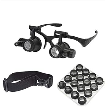 Beileshi Watch Repair Magnifier Loupe Jeweler Magnifying Glasses Tool Set with LED Light with 8 Interchangeable Lens-2.5X 4X 6X 8X 10x 15x 20x 25x