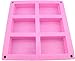 HOSL Set Of 2 Plain Basic Rectangle Silicone Mould 6 Cavities For Homemade Craft Soap Mold Cake Mold Ice Cube Tray