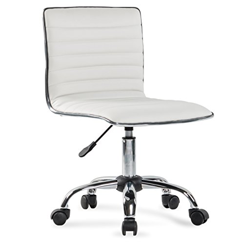 BELLEZE Minimalist Ribbed Executive Office Chair, Low Profile Soft Faux