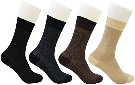 Men's Bamboo 4 Pair Socks - Soft Touch, Scented, Seamless, Antibacterial Organic Bamboo Fiber (Assorted-3)