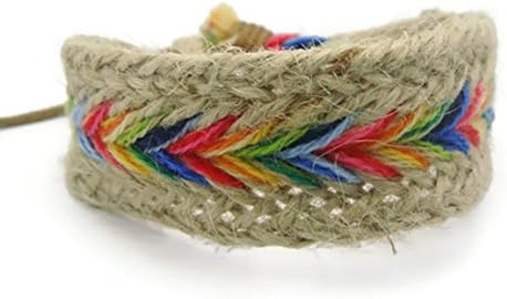 APECTO Jewelry Fashion Multilayer Color Handmade Weave Hemp Rope Cuff Bracelet, SN16