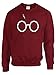 Outlook Designs Glasses and Bolt Fashion Sweatshirt, Wizard Glasses Scar Unisex Crewneck Sweatshirt, Medium Maroon, Multicolored Glasses