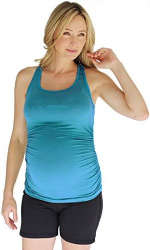 For Two Fitness Signature Maternity Racerback Tank Top (Small, Surf)