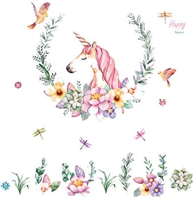 Gofan Removable Beautiful Unicorn Living Room Bedroom Kids Room Decal Wall Sticker