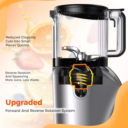 Juicer Machine, 4-In-1 Cold Press Juicer,Smart Touch Masticating Juicers, 6.5 Extra Large Chute, 120oz Capacity For Whole Fruits, Easy To Clean, Extractor Machine For Making Nut Mike, Sorbet,Juice