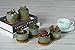 T4U Succulent Planter Pots Ceramic - Set of 6, Small Ceramic Succulent Pots Cactus Planters, Clay Pots with Drainage Window Boxes with Bamboo Tray, Green