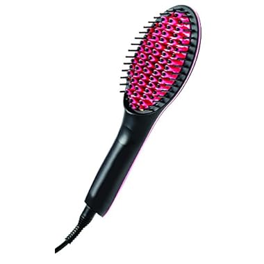 Simply Straight Ceramic Hair Straightening Brush, Black/Pink