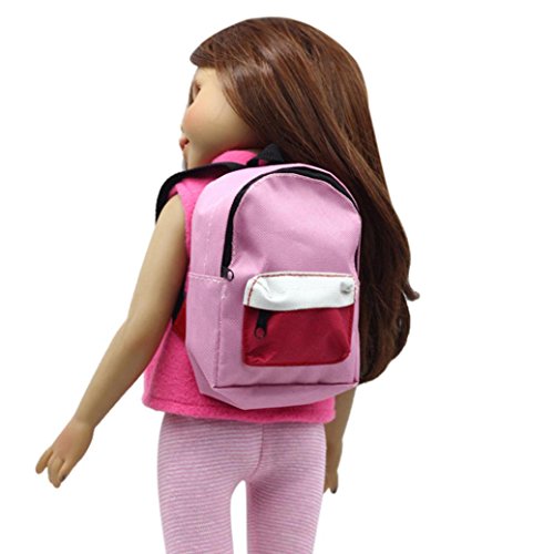 Wensltd Clearance! Lovely Double Straps Backpack Schoolbag For 18 inch Our Generation American Girl Doll (Pink)