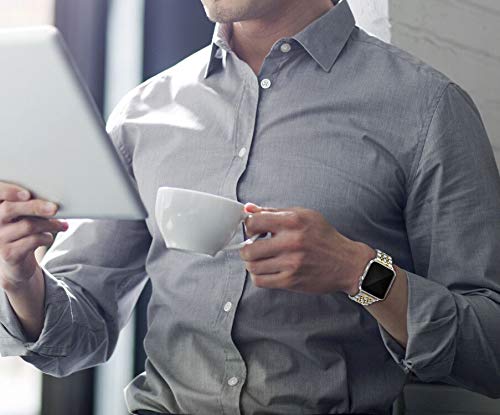 ImmSss Compatible with Apple Watch Bands Series 6 SE 5 4 40mm 44mm / Series 3 2 1 38mm 42mm for Women Men,Gold Stainless Steel Band for iWatch Business Replacement Strap