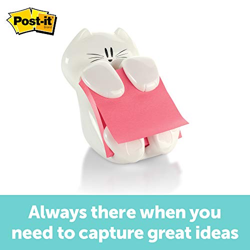 Postit Popup Note Dispenser, Cat design, 3x3 in, 1 Dispenser/Pack (CAT330) , White GearsHome