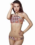 Bikini Bathing Suits 2 Piece for Women Teens Padding Tankini Swimsuit Set Pink Print