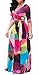 Farktop Women's V Neck Long Sleeves Digital Graffiti Printed Prom Party Maxi Long Dress with Belt, Multi-Color, XXXL