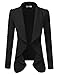 DOUBLJU Classic Draped Open Front Long Sleeve Business Casual Work Deconstructed Blazer Jackets for Womens with Plus Size