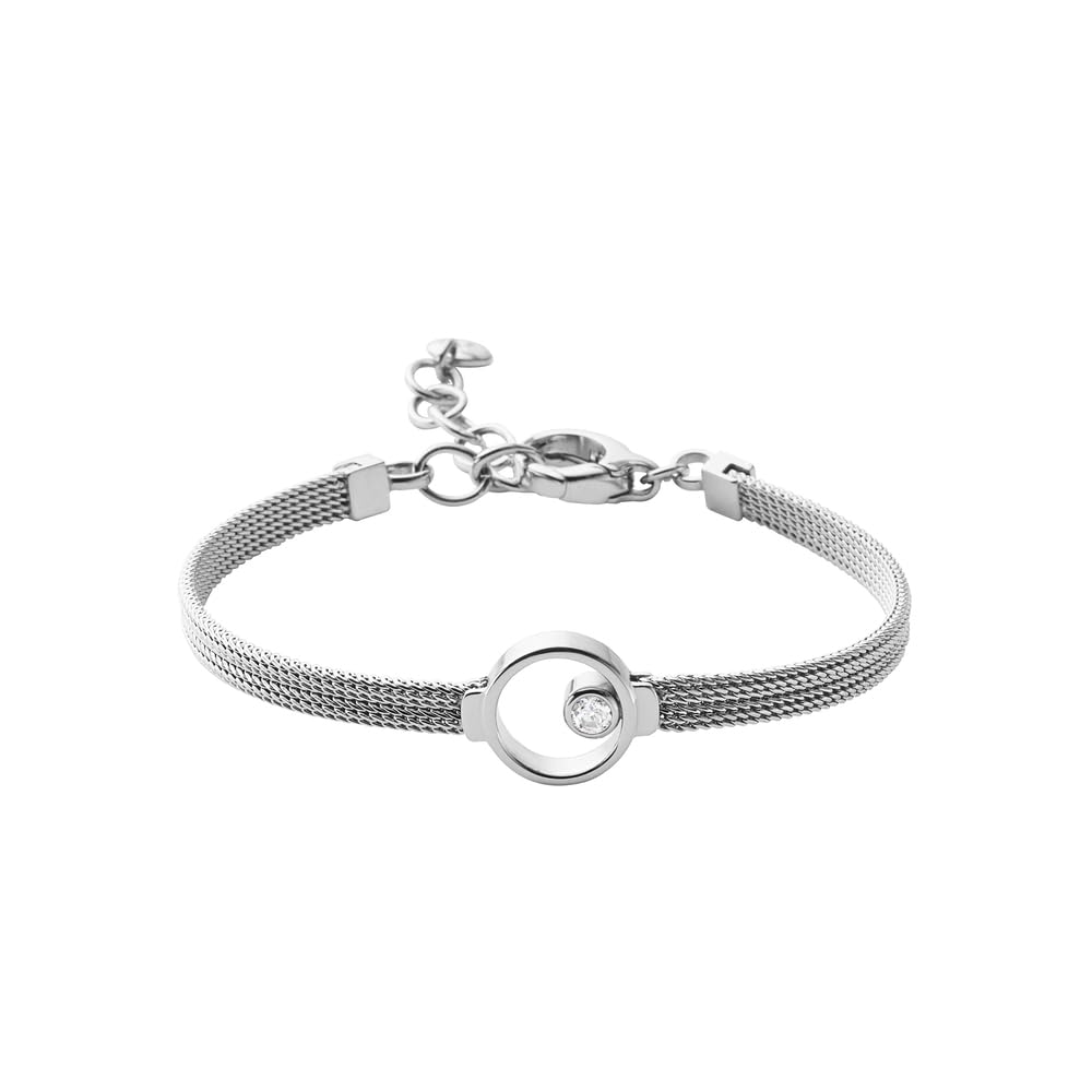 Skagen Bracelet for Women Kariana, 16.5 cm Length, 4 cm Extension Silver Stainless Steel Mesh Bracelet, SKJ0834040