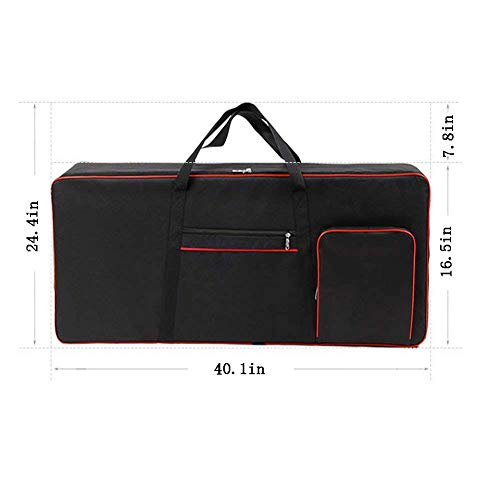 61 Key Keyboard Gig Bag Case,Portable Durable Keyboard Piano Waterproof 600D Oxford Cloth with 10mm Cotton Padded Case Gig Bag 40"x16"x6" / Black+Red - Thumbnail 5