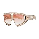WOWSUM Oversize Fashion Pearl Sunglasses for Women Inspired Brand Designer (pink)