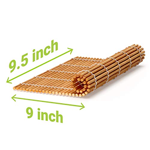 Sushi Making Kit - Bamboo Sushi Rolling Mat - Sushi Roller Set - Sushi Mat - Sushi Kit - Included 2 Rolling Mats - 5 Pairs Chopsticks - Paddle - Spreader + Avocado Slicer - Beginner's Guide (PDF)