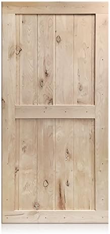 Camilia - 36" x 96" Rustic Unfinished Barn Door 2-Panel V-Groove Knotty Alder Wood Closet Sliding Door
