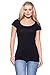 OSSAMI PM Women Junior Basic Round Cotton Neck Top T-Shirt-BLACK-S