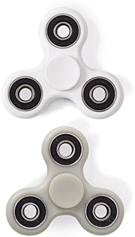 Spintoy Hand Spinner Fidget Toy,Pack of 2 (White,Grey:Glow in the Dark it's Green)