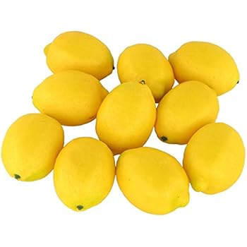 JEDFORE Fake Fruit Home House Kitchen Party Decoration Artificial Lifelike Simulation Yellow Lemon 10pcs Set