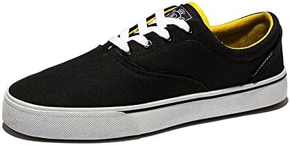 Nidengbao Men's Low-profile Cushioning Lightweight Performance Minimalist Aesthetic Style Canvas Sneakers (7 D(M) US, Black Yellow)