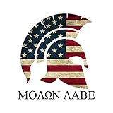 MOLON LABE AMERICAN FLAG GREEK SPARTAN STICKER WITH WHITE BACKGROUND