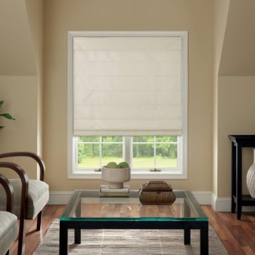 Cordless Fabric Roman Shade Cream 27x64