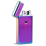 Tinksky Electric Rechargeable Lighter Dual Arc Flameless USB Cigarette Windproof Lighter Valentine's Day gift for Men (Colorful)