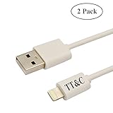TT&C iPhone Lightning Short Cable [ 1 Ft White 2 Pack ] Supreme Quality Syncing and Charging Cable Data Cord for iPhone 8, iPhone X, iPhone 7, 7Plus, 6, 6s, 6+, 6s+, 5, iPad Mini, Air, iPad 5, iPod
