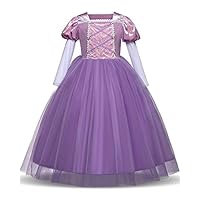 Rapunzel Princess Costume Inspired Dress Girls Party Cosplay Fancy Clothes Size(130) 5-6 Years Purple