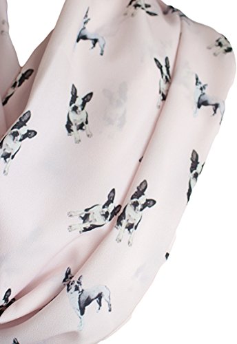 Etwoa's Boston Terrier Blush, Print Infinity Scarf Circle Loop Scarf