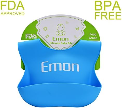 Waterproof Silicone Bib Easily Wipes Clean! Comfortable Soft Baby Bibs Keep Stains Off! Spend Less Time Cleaning after Meals with Babies or Toddlers from Emon