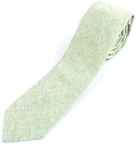 Men's Cotton Linen Skinny Necktie Tie Light Color Pastel Freehand Design - 2 1/2" Width