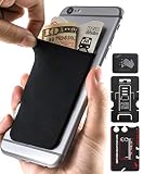 Cell Phones Wallet Pocket for Back of Phones - Gecko Stick-on Adhesive Pockets (Blank - Black)