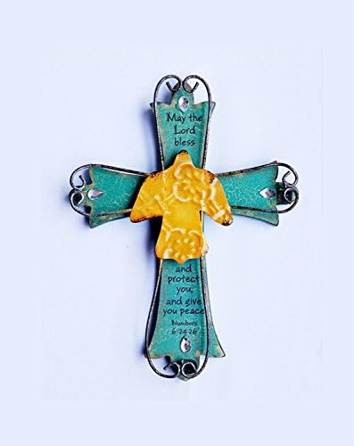 MelinSam Unique Wooden Crucifix with Antiqued Metal Decorative Heart and Inspirational Prayer Inscribed On Cross