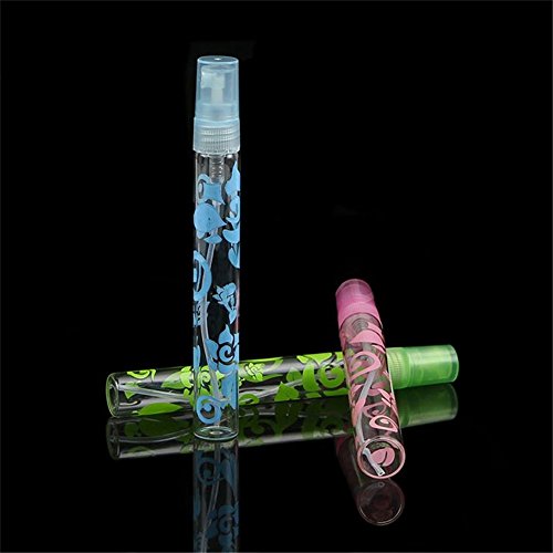 KeyZone 6Pcs 10ml Colored Cut Glass Perfume Atomizer Refillable Empty Bottles