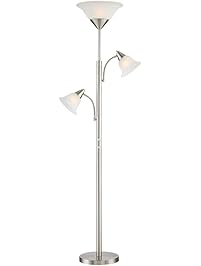 Jordan Brushed Steel Tree Torchiere 3 Light Floor Lamp