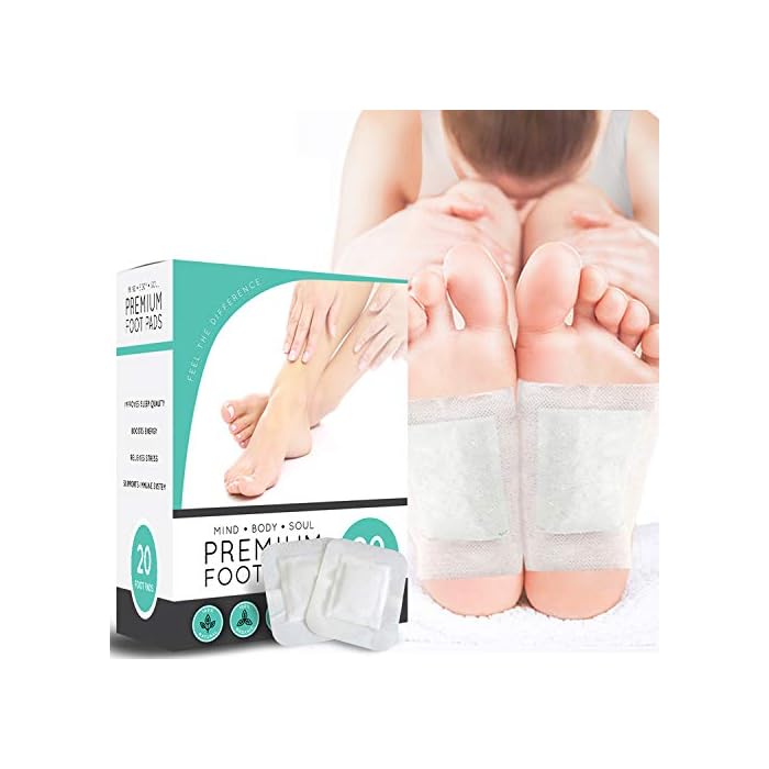 Premium Cleansing Foot Pads, Organic Non GMO Adhesive Pads (20 Count)