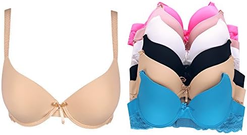 Romabra Push Up Bra 6 Pack B/C Cup Women's Full Cup Push Up Bras Assorted Bra,84003,34B