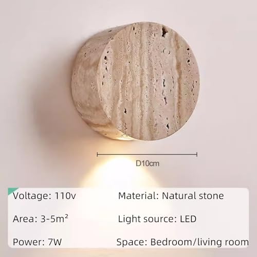 Moderno Lámpara de pared estilo japonés wabi-sabi con pantalla de piedra natural,Aplique LED vintage para espejo de baño,Lampara de pared de comedor,Luz para sala,pasillo,dormitorio,estudio (A)