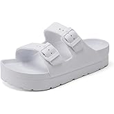 L LOUBIT Women's Platform Sandals with Arch Support Pillow Soft Adjustable Buckle Slides Lightweight Non-Slip Summer Beach Shoes