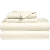 Minor Monkey 100% Egyptian Cotton Queen Size Sheets - 1000 Thread Count 4 Piece Bedsheet Set Soft Breathable & Cooling Sheets for Queen Size Bed - Elasticized 16" Deep Pocket Sheet Set (Ivory)